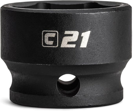 Capri Tools 21 mm Stubby Impact Socket, 3/8 in. Drive, 6 Point, Metric