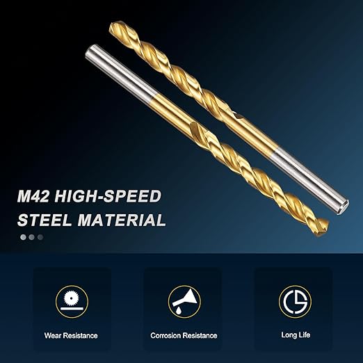 PATIKIL 5mm Drill Bit, M42 8% Cobalt High-Speed Steel Jobber Straight Shank 135° Titanium Nitride (TiN) Coated for Hard Metal Stainless Steel - 1 Pack