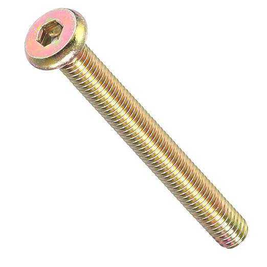METALLIXITY Flat Head Hex Socket Cap Screws Bolts(M6-1x60) 5Pcs, Steel Hex Socket Furniture Bolts Screws - for Furniture Woodworking Project, Yellow