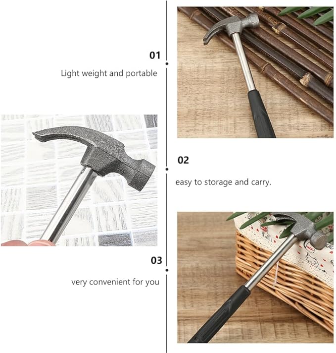 DOITOOL 5PCS Mini Hammer, Mini Claw Hammer 4oz Hammer Rubber Handle Household Carpet Wall Nail Remover with Non-Slip Shock Absorber for Home Maintainance