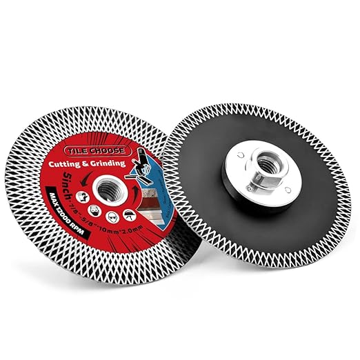 5" Tile Turbo Saw Blade Diamond Blade with 5/8"-11 Arbor for Cutting and Grinding Porcelain Tile Granite Marble…
