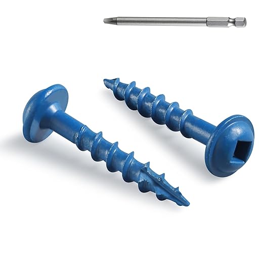 Pocket Hole Screws 1 Inch, 300Pcs, Anti-Rust Blue Coated Pocket Screws #8 x 1, Exterior Wood Screws, Coarse Thread, Washer Head Square Drive, Self-Tapping Tip, with Drive Bit