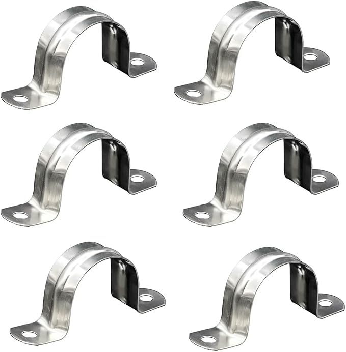 30Pcs Silver M12 Pipe Clamps 1/2 inch Rigid Pipe Strap Pipe Clamp Tools Stainless Steel Pipe Mounting Clamp U Bracket with 2 Holes U Clamps for Fixing Pipe or Cable竊똚orkholding Devices