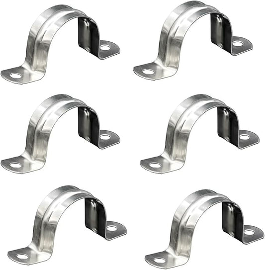 30Pcs Silver M12 Pipe Clamps 1/2 inch Rigid Pipe Strap Pipe Clamp Tools Stainless Steel Pipe Mounting Clamp U Bracket with 2 Holes U Clamps for Fixing Pipe or Cable竊똚orkholding Devices