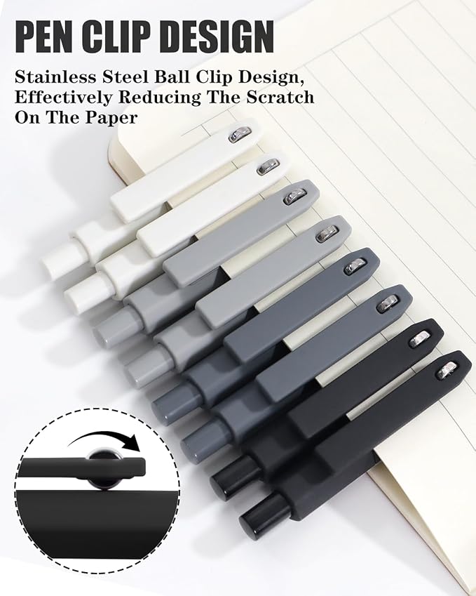 Vitoler Pens,0.5 mm Fine Point Pen Smooth Writing,8 pcs Black Gel Pens for Office School Teacher Supplies,Quick Dry Pens for Nurses Aesthetic