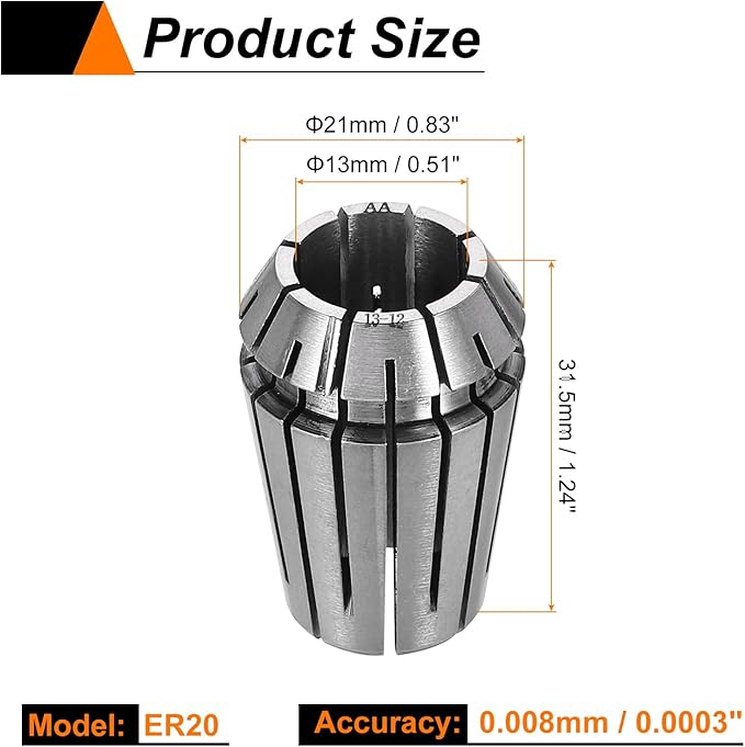 HARFINGTON Spring Collet Chuck ER20 13mm 65Mn Spring Steel Precision Router Collets for CNC Engraving Milling Lathe Tool