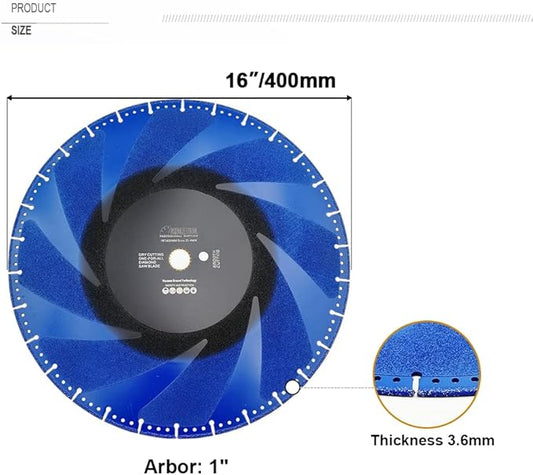 SHDIATOOL 16 Inch Metal Cutting Diamond Blade All Purpose Cut Off Wheel for Rebar Sheet Metal Angle Iron Stainless Steel