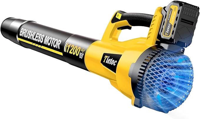 Leaf Blower Cordless with 2횞5.0Ah Battery and Fast Charger,1200W Handheld Blower for Lawn Care,6 Speed Powerful Electric Leaf Blower for Snow Removal,Patio,Dust,Car Blowing Water