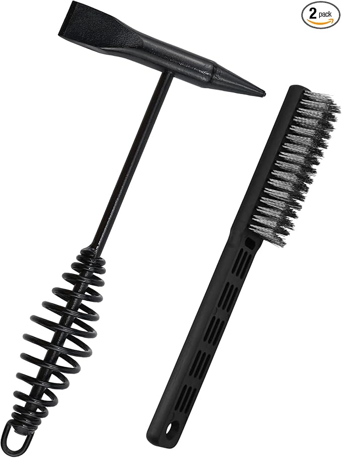 Chipping Hammer and Wire Brush Set – 10.6 in Heavy Duty Welding Hammer with Spring Handle and Steel Bristle Brush, Welding Tools and Accessories for Weld Slag Removal