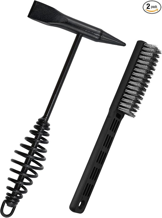 Chipping Hammer and Wire Brush Set – 10.6 in Heavy Duty Welding Hammer with Spring Handle and Steel Bristle Brush, Welding Tools and Accessories for Weld Slag Removal
