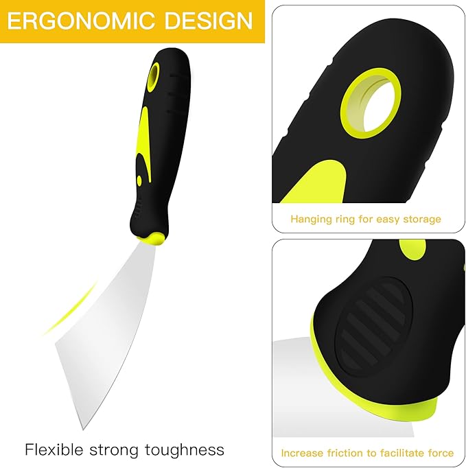 DEKEones Putty Knife Scrapers, 1.5 Inch Spackle Knife, Metal Scraper Tool for Drywall Finishing, Plaster Scraping, Decals, and Wallpaper