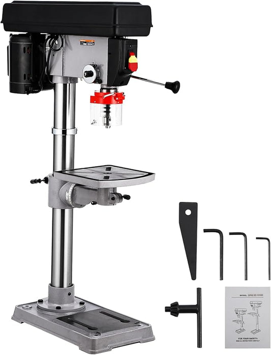 13 in Benchtop Drill Press, 7.5 Amp 120V, 288-3084 RPM Variable Speed Cast Iron Bench Drill Press, 0-45° Tilting Worktable, Tabletop Drilling Machine for Wood Metal