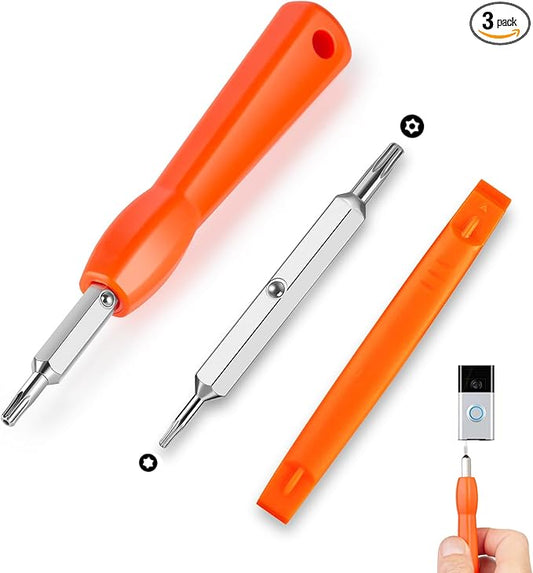 Video Doorbell Screwdriver, Double-Ended T6 T15 Screw Driver Tool for Camera Video Doorbell Replacement, Battery Change, Wifi Password Reset
