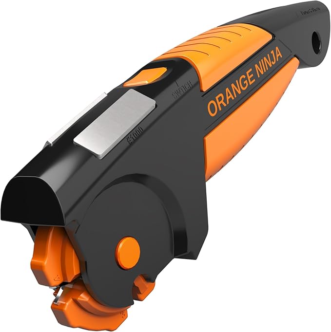 Orange Ninja 7-in-1 Garden Tool & Knife Sharpener ??Sharpens Pocket Knives, Axe, Hatchet, Machete, Pruner & Shears ??One Tool for All Your Outdoor Blades by Sharp Pebble