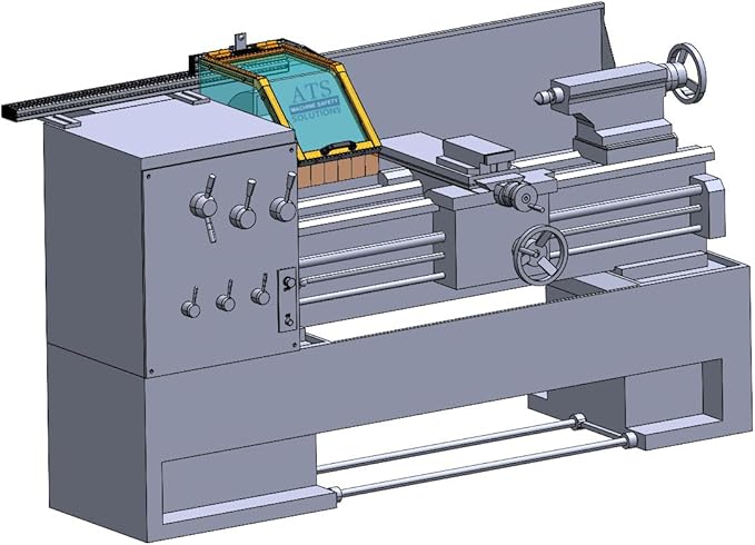 Lathe Safety Guard. 12 inch Wide, fits up to 12" Lathe Chuck diameters. Interlocked Model Part# LG-TR3-12-SK1 by ATS Machine Safety Solutions