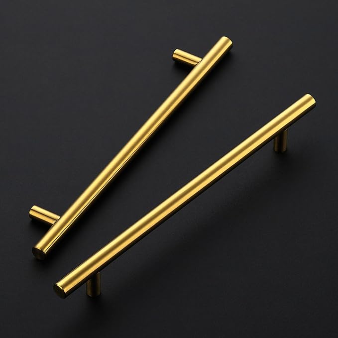 JOY DECOR 60 Pack 10 Inch Cabinet Pulls Kitchen Cabinet Handles with 7-1/2 Inch Hole Center Brushed Brass Cabinet Hardware Stainless Steel Kitchen Drawer Pulls 192mm Hole Centers