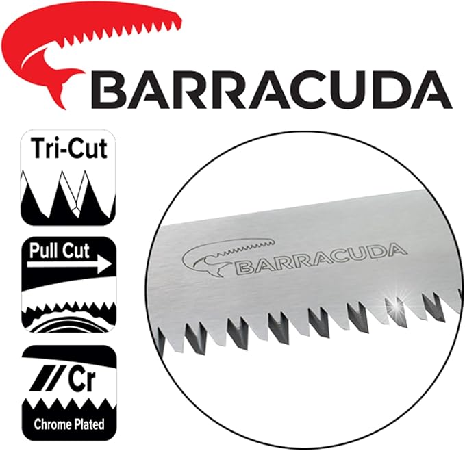 Jameson Barracuda Telescoping Pole Saw - Extendable from 41" to 68", Lightweight, Secure Lock, Tri-Cut Chrome-Plated Foldable Blade - Ideal for Precision Cutting