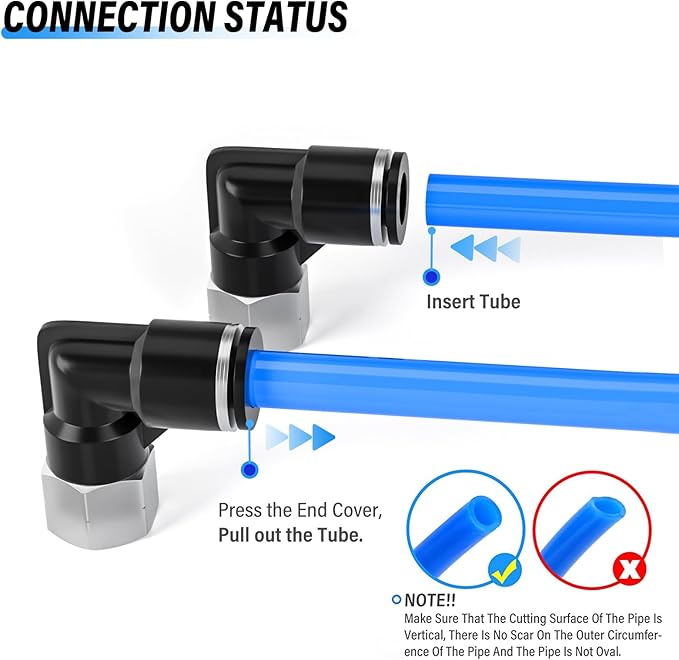 TAILONZ PNEUMATIC Female Elbow 1/4 Inch Tube OD x 1/4 Inch NPT Thread 90 Push to Connect Fittings PLF-1/4-N2 (Pack of 10)