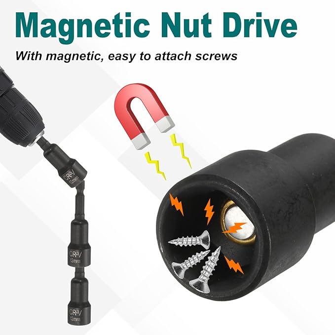 uxcell 2Pcs 1/4" Hex Shank 12mm Magnetic Hex Socket 65mm Length, CR-V Steel Quick-Release Impact Driver Socket Wrench Screw for Impact Drill Power Nut Setter