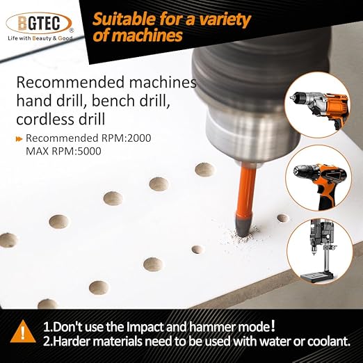 Carbide Tip Drill Bit-BGTEC Wood Drill Bits, 10pcs Round Shank 3/16" Cross Hard Alloy Drill Bits for Wood Plastic Masonry Brick