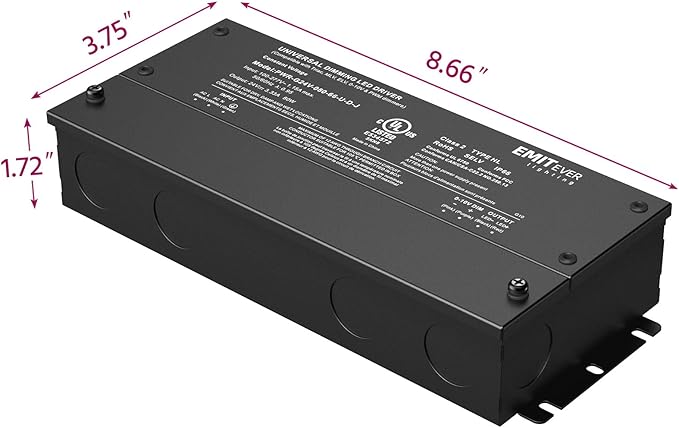 EMITEVER Dimmable Led Driver, 80W AC 110V-277V to DC 24V Transformer, 5-in-1 Dimming: ELV/MLV/TRIAC / 0-10V / 1-10V / 10V PWM/Potentiometer,Class 2,Waterproof IP67 and UL Listed竊똂lass 2