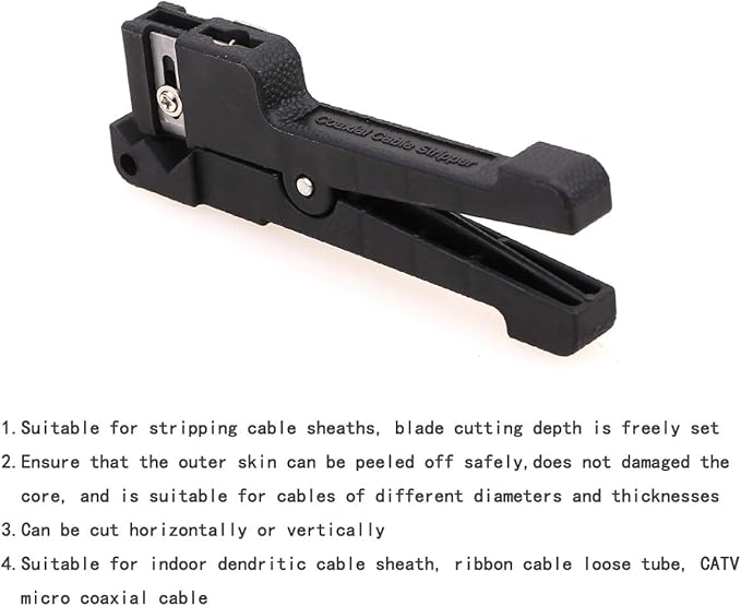 Fiber Optic Tool 45-165 Fiber Loose Tube Transverse Fiber Optic Buffer Tube Coaxial Cable Stripper Coax Stripping Hand Tool