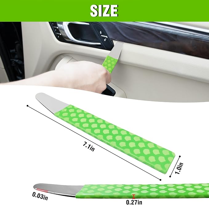 4140 Steel Pry Tool, Auto Trim Removal Tool Pry Bar for Vehicle Door Panel, Audio Radio Panel, Dashboard Repair Upholstery Tool, Pack of 1 Green