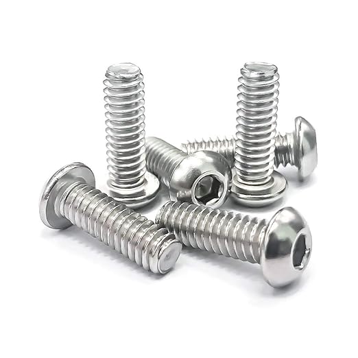 1/4-20 x 1 Button Head Socket Cap Bolts Screws, 304 Stainless Steel 18-8, Allen Hex Drive, Bright Finish, Fully Machine Thread, Pack of 100