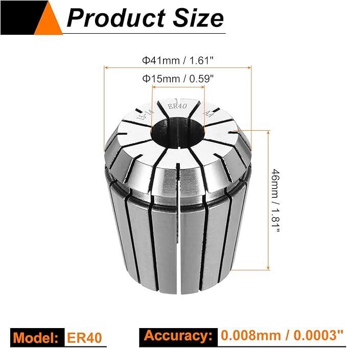 HARFINGTON Spring Collet Chuck ER40 15mm 65Mn Spring Steel Precision Router Collets for CNC Engraving Milling Lathe Tool