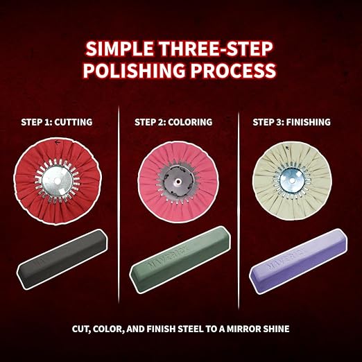 Combat Abrasives Knife Polishing Kit for Buffing & Polishing Steel or Stainless Steel 7 Piece Kit