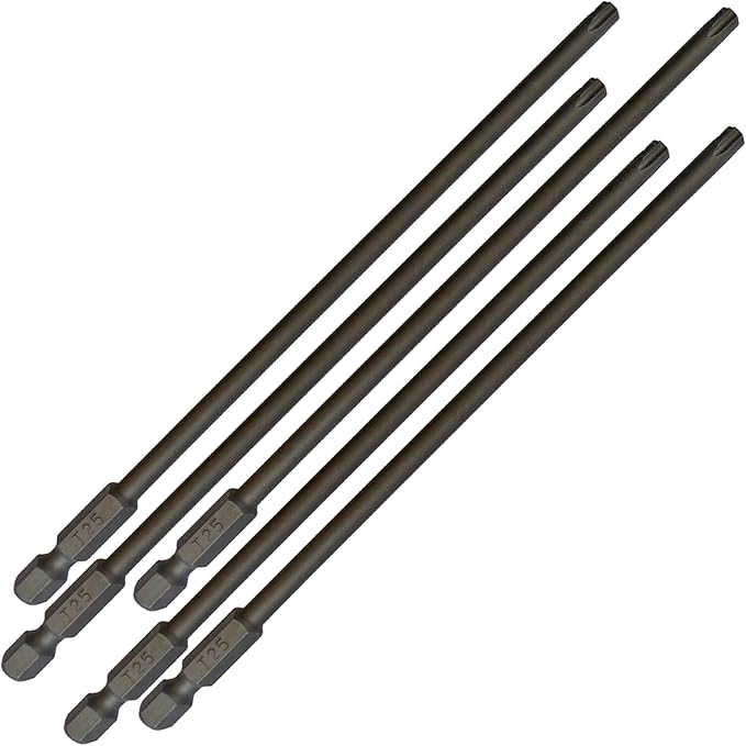 T25 x 6" Torx/Star Drive Quick Change Shank Bit for Screws and Fasteners Requiring T25 Size Long Bits (5 PacK)