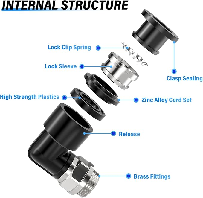 TAILONZ PNEUMATIC Male Elbow 10mm Tube OD x 3/8 Inch BSP 90 Push to Connect Fittings PL10-03 (Pack of 10)
