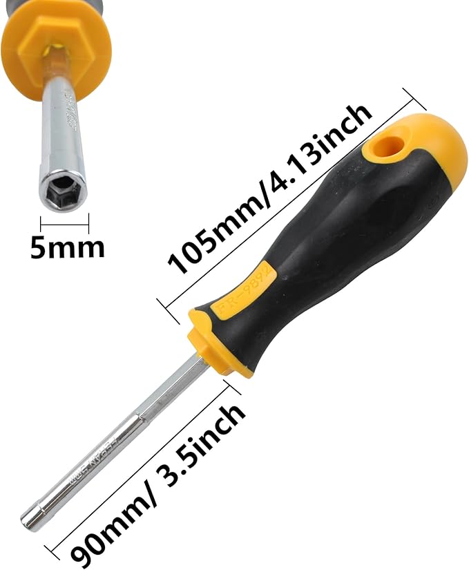 2PCS 5mm Socket Wrench Screwdriver, Hex Nut Driver, with 3.5 Inch Steel Shaft and Non-slip Handle for DIY Repairing