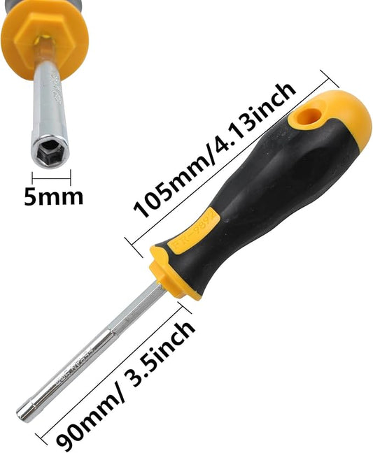 2PCS 5mm Socket Wrench Screwdriver, Hex Nut Driver, with 3.5 Inch Steel Shaft and Non-slip Handle for DIY Repairing
