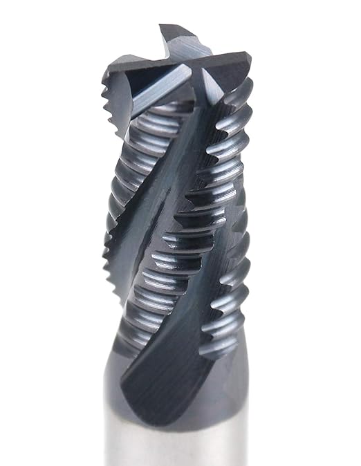 Accusize Industrial Tools Standard Tooth M42 8% Cobalt TiAlN Roughing End Mill, 3/8" Diameter, 3/8" Shank Diameter, 3/4" Flute Length, 1102-0038