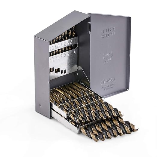 Stark USA 21-Pieces Heavy Duty Drill Bits Set Industrial Black/Gold Finish HSS 135 Split (1/16" to 1/2") with Case