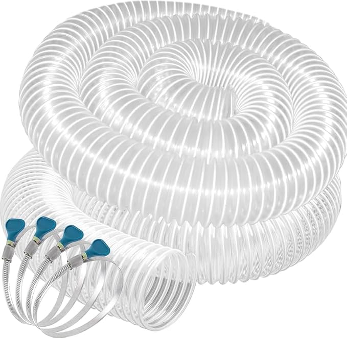PVC Dust Collection Hose 4" x 20', Heavy Clear PVC Fume Hose Puncture Resistant with Carbon Steel Wire Coil for Woodworking, Workshops, Dust Collection Systems