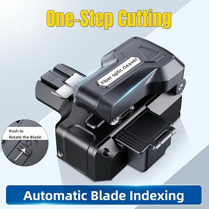 2026 Upgraded Mini One-Step Fiber Optic Cleaver, Ribbon Fiber Cleaver with ??0.5째 Precision, 24-Point Blade & 3-in-1 Holder ??Universal Splicer Companion for All Major Fusion Splicers