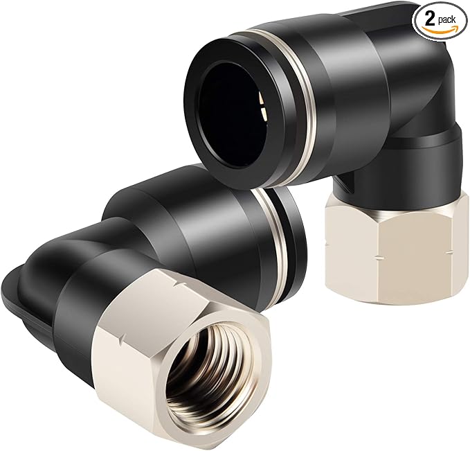 TAILONZ PNEUMATIC Female Elbow 5/16 Inch Tube OD x 1/8 Inch NPT Thread 90 Push to Connect Fittings PLF-5/16-N1 (Pack of 2)