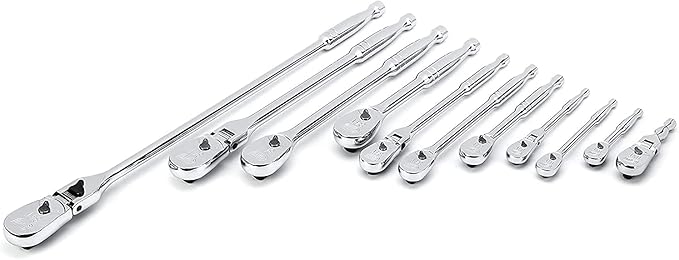 GEARWRENCH 11 Piece 1/4", 3/8" & 1/2" Drive 84 Tooth Mixed Teardrop Ratchet Set - 81296A-07