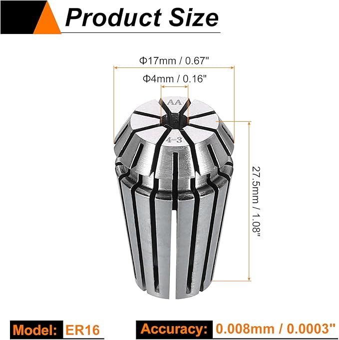 HARFINGTON Spring Collet Chuck ER16 4mm 65Mn Spring Steel Precision Router Collets for CNC Engraving Milling Lathe Tool