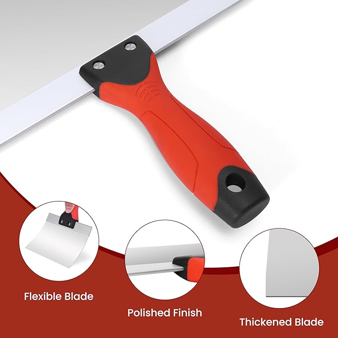 Drywall Taping Knife Stainless Steel, 3 PCS Taping Knives, 8"/10"/12" Premium Drywall Skimming Blades,Perfect Tool for Finishing and Patching