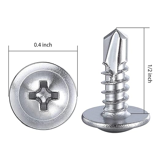 (350 pcs) Wensilon #10횞1/2?쓋or Sheet Metal Self-Tapping Screws 410 Stainless Steel Truss Head High-Strength Quick Tapping Screws