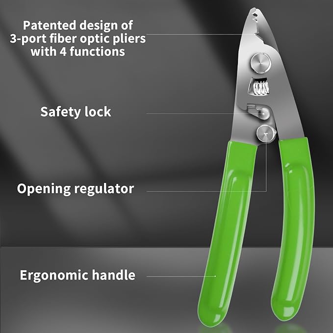 Elfcam짰 - 4 in 1, Fiber Optic Cables Stripper and Kevlar Scissors, FTTH Professional Tool for Technicians