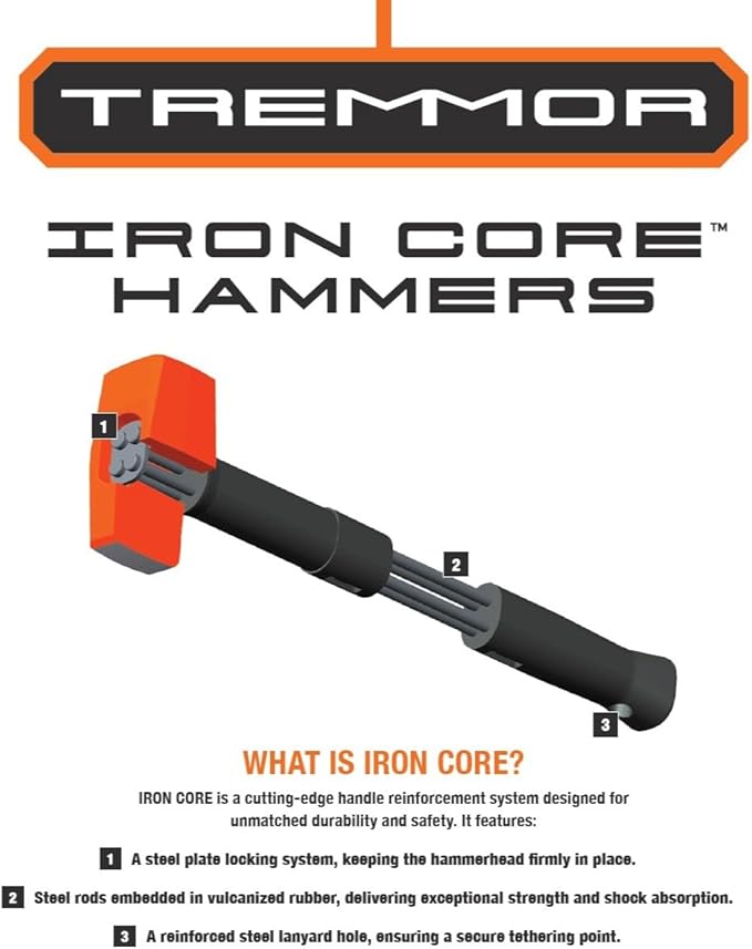 TREMMOR | IRON CORE Sledge Hammer (4 LB. Head, 16 inch Handle)