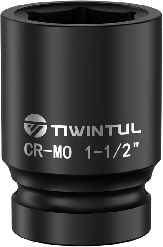 1-1/2" Impact Socket 1" Drive, 6 Point Design CR-MO Axle Nut Socket ANSI Certified Heavy Duty Socket 1 Inch Drive for Truck Wheel Hub Trailer Construction & Industrial Equipment