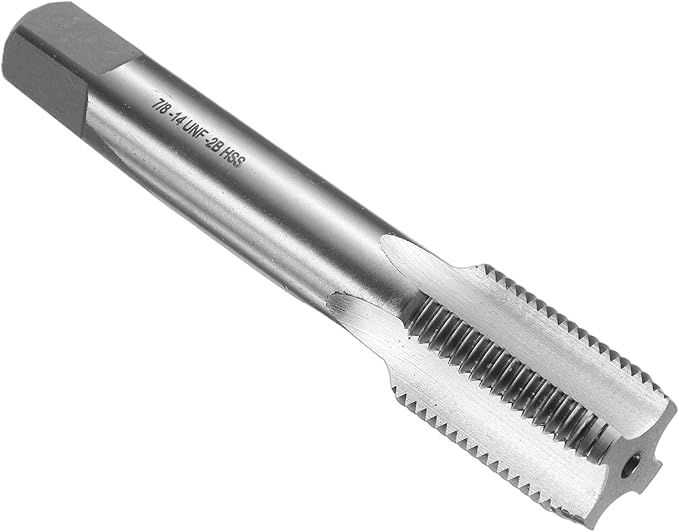 uxcell Hand Bottom Tap 7/8-14 UNF 2B Thread Bottoming Style Threading Taps High Speed Steel HSS6542 Straight Flutes Screw Tapping Tool