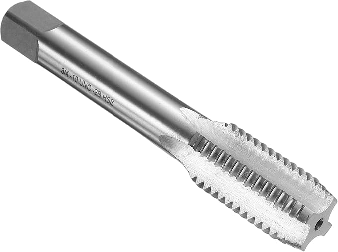 uxcell Hand Bottom Tap 3/4-10 UNS 2B Thread Bottoming Style Threading Taps High Speed Steel HSS6542 Straight Flutes Screw Tapping Tool
