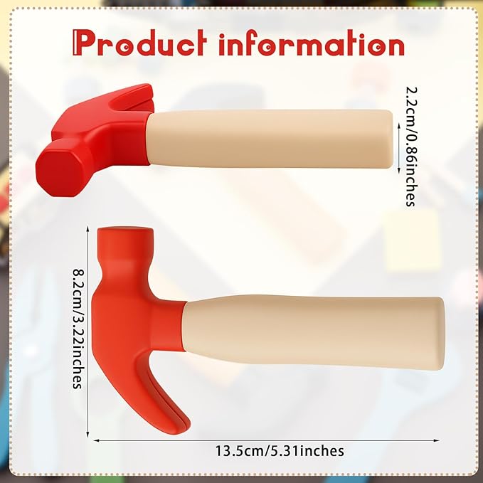 Zhanmai 2 Pcs Toy Foam Hammer, Simulation Hammers, Christmas Stocking Stuffers to Release Anxiety, Classroom Educational Toy for Teens and Toddlers (Red)