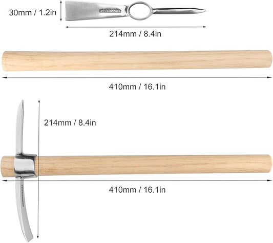 3 PCS 16 Inch Mattock Pick Axe, Stainless Steel Pick Mattock Hoe, Garden Pick, Pick Mattock for Weeding, Loosening Soil, Planting Vegetables, Digging Holes, Chopping Roots and Much More